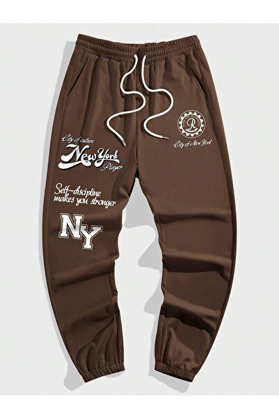 Adrift Pantaloni de trening cu talie cu șnur și imprimeu cu sloganul Prep Guys