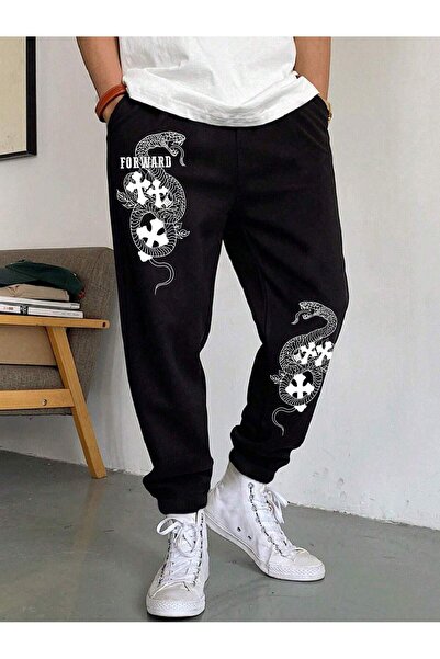 Adrift Halloween Cross & Letter Graphic Drawstring Waist Sweatpants