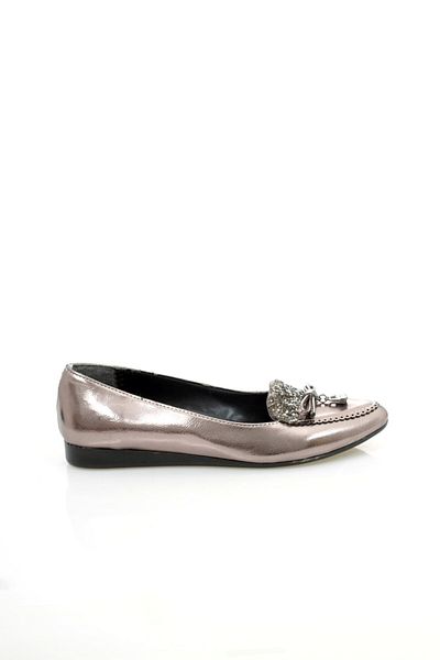 ayakkabiyolla Gray Stoned Ribbon Detailed Ballerina Shoes