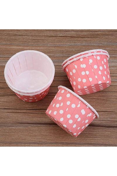 DM ONLINE Pink Polka Dot Cupcake Mold 25 Pieces Muffin Cake Capsules