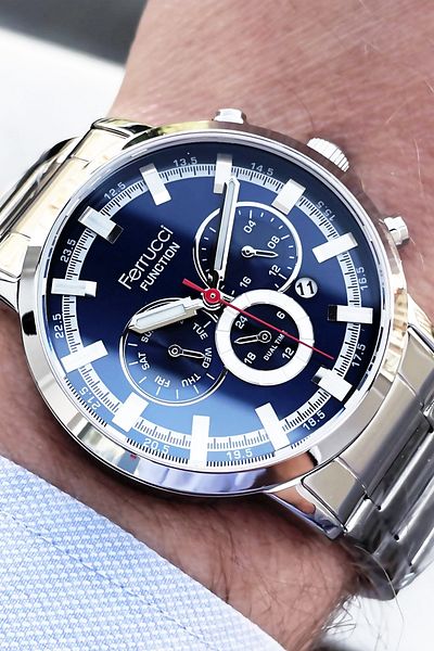 Ferrucci Function Men's Wristwatch 3 ATM Waterproof Silver Color Steel Strap + Bracelet Elg217