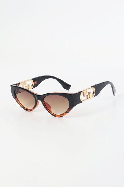 Kapin Felix Cateye Metal Detaylı Güneş Gözlüğü - Siyah Leopar