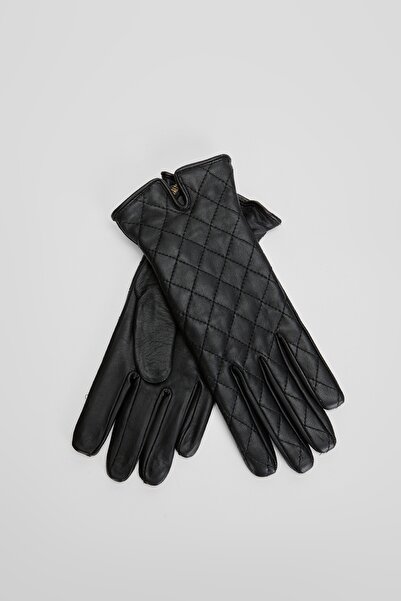 Valmenti Kadın Siyah Hakiki Deri Eldiven