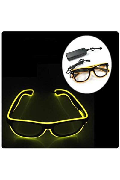 Doppler Sarı Led Parti Gözlüğü Led Işıklı Pilli Yılbaşı Düğün Eğlence UV400 neon parti gözlüğü HJ-LPG-01