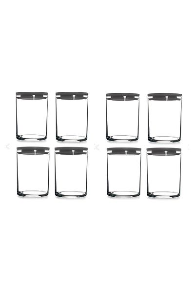 Paşabahçe 43736 Gray Vacuum Glass Jar - 8-Piece Food Storage Set
