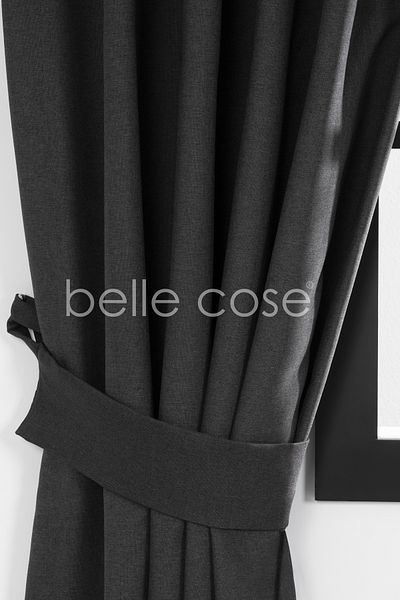 Belle Cose Linen Blackout Blackout Thermal Anthracite Gray Background Curtain Single Wing