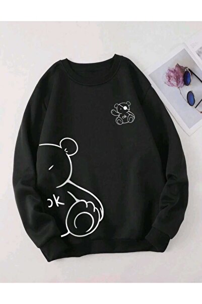 FAVORİST Hanorac supradimensionat din bumbac cu decolteu rotund cu imprimeu u...