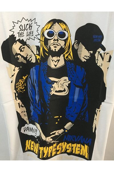 Pisa Art Μπλουζάκι Unisex White Rock Muzik Nirvana