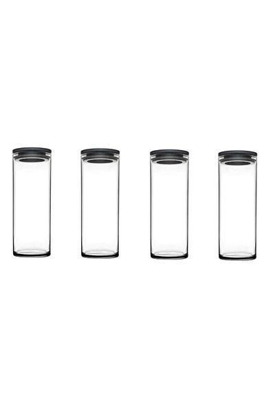 Paşabahçe 43756 Model Gray Vacuum Glass Jar - 4-piece Food Storage Set