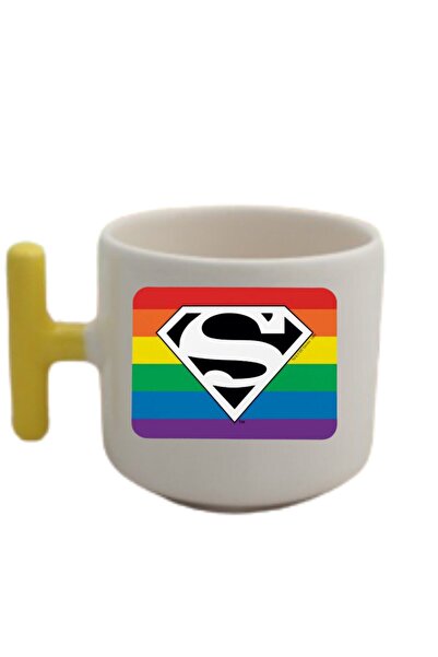 HobiShop Yellow t Handle Cup Models with Superman Logo Design