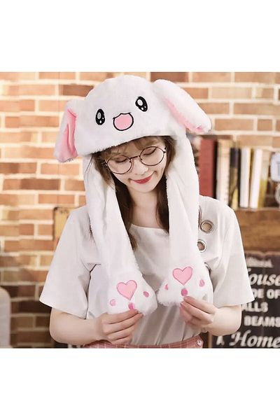 Meyra Accessories White Rabbit Hat with Moving Ears and Lights