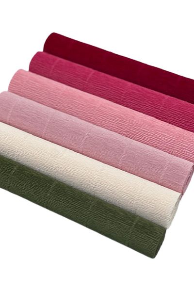 roco paper Italian Krapon Paper Set Roses – 180 Gr - 25X125 cm Pack of 6 - 260% Stretching Feature