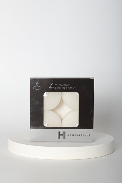 homeartplus 4 Lü Beyaz Renk Büyük Boy Yüzen Mum