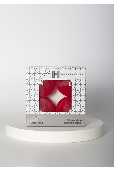 homeartplus 4 Lü Kırmızı Renk Büyük Boy Yüzen Mum