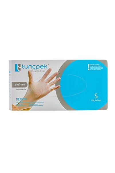 Tunçpek 100Pcs Vinyl Powder-Free Gloves Small