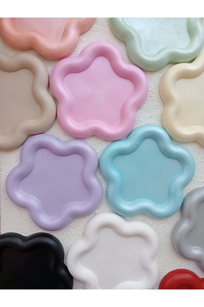 NVOs Candle Papatya Concrete Presentation Holder, Jewelry Plate, Candle Base, Organizer