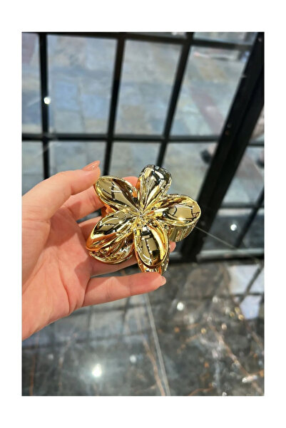 MioArt Altın Renk Aloha Hibiscus Çiçek Lotus Mandal Saç Tokası