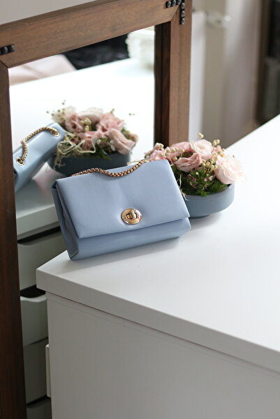 Moom Bag Ženska plava kutija sa detaljima Torba za rame