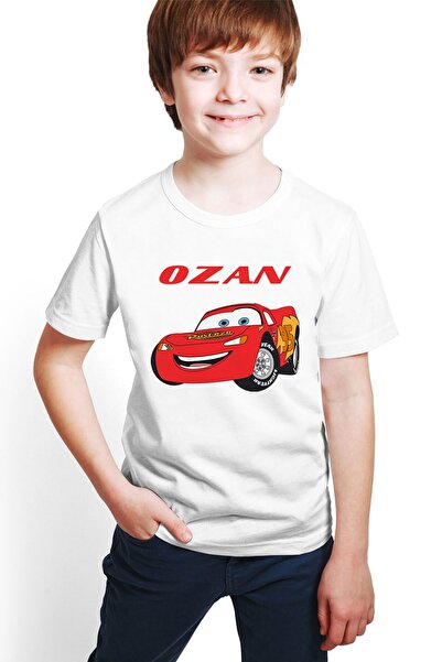 hilon Kişiye Özel İsimli Cars Baskılı Unisex Çocuk Tişört H015