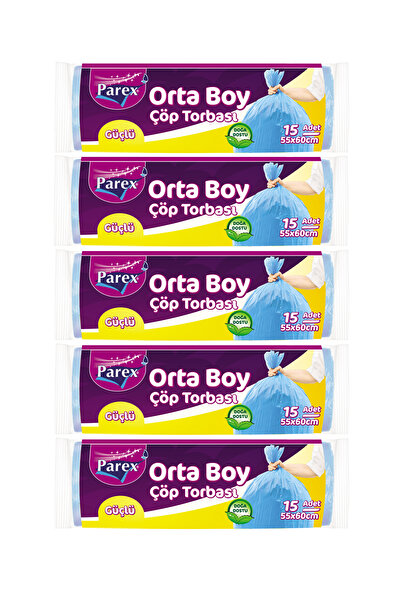 Parex Orta Boy Güçlü Çöp Torbası 5' Li Paket