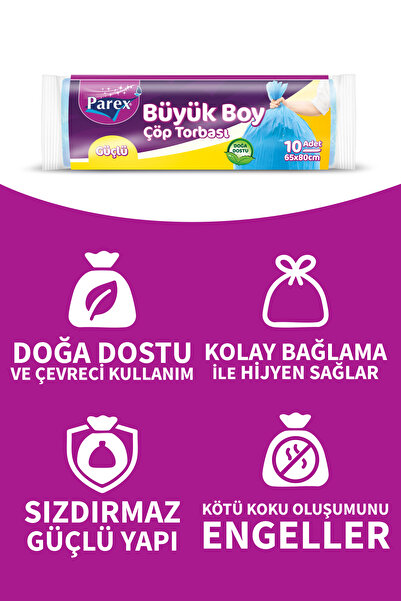 Parex Güçlü Çöp Torbası Büyük Boy 6 Adet