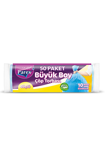 Parex Güçlü Çöp Torbası Büyük Boy 10'lu 65 x 80 cm 50 Paket 1 Koli
