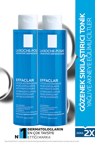 La Roche Posay Effaclar Tonik Yağlı ve Akneye Eğilimli Ciltler Gözenek Sıkılaştırıcı 200ml X2