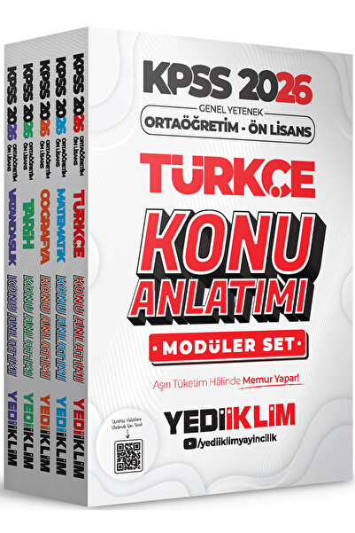 Yediiklim Yayınları 2026 KPSS Ortaöğretim Ön Lisans GY-GK Konu Anlatımı ve Soru Bankası Modüler Set