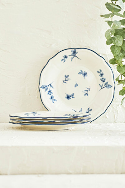 TRENDYOLMİLLA HOME X Bella Maison Beyond Blue Порцелянова сервірувальна тарілка, 4 шт., 25,5 см TPHAW26TBK00044