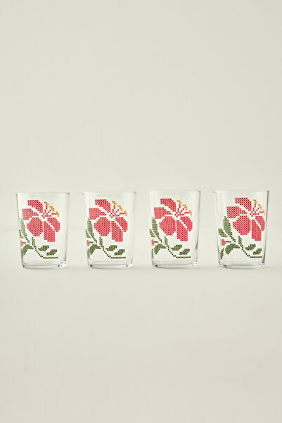 TRENDYOLMİLLA HOME X Bella Maison Peony Set of 4 Glass Cups 510Cc Tphaw26Brd00001