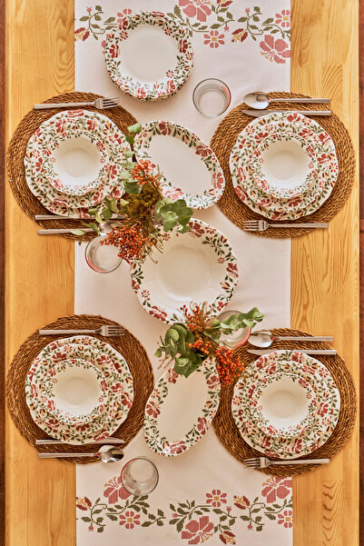 TRENDYOLMİLLA HOME X Bella Maison Peony Порцелянова сервірувальна тарілка, 4 шт., 25,5 см TPHAW26TBK00044