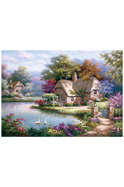 Anatolian Puzzle 1500 Parça Yapboz Puzzle - Kuğular ve Kır Evi 4529