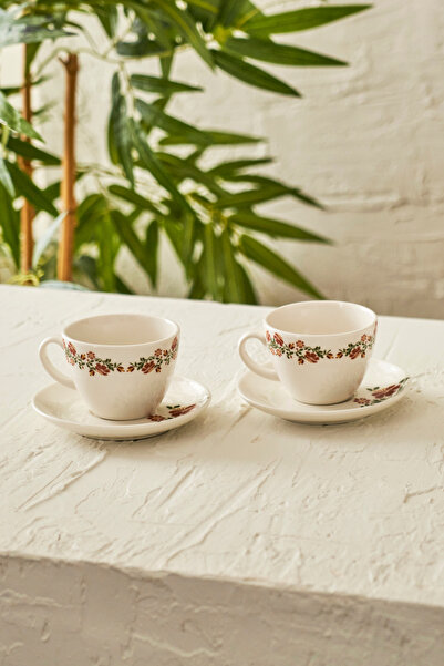 TRENDYOLMİLLA HOME Set de 2 cești de cafea din porțelan Peony 90 cc TPHAW26KFC00015