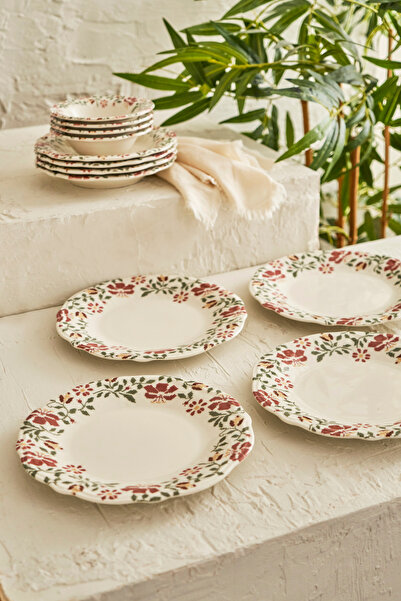 TRENDYOLMİLLA HOME X Bella Maison Peony Порцелянова сервірувальна тарілка, 4 шт., 25,5 см TPHAW26TBK00044