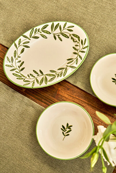 TRENDYOLMİLLA HOME X Bella Maison Leaf Porcelain 10 Piece Breakfast Set Tphaw26Khv00000