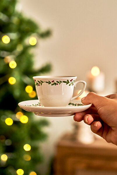 TRENDYOLMİLLA HOME X Bella Maison Set de 2 cești de cafea din porțelan de Anul Nou 90 cc TPHAW26KFC00015