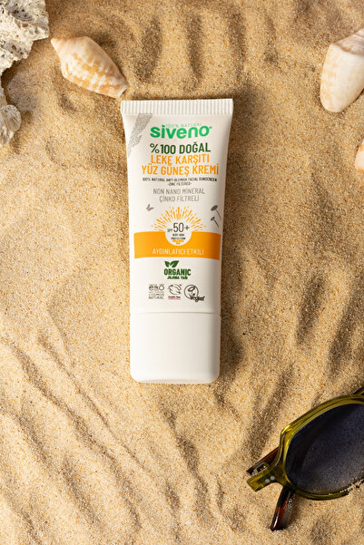 Siveno %100 Doğal Yüz Güneş Kremi Leke Karşıtı Aydınlatıcı Mineral Filtre UVA UVB SPF 50+ 30 ml