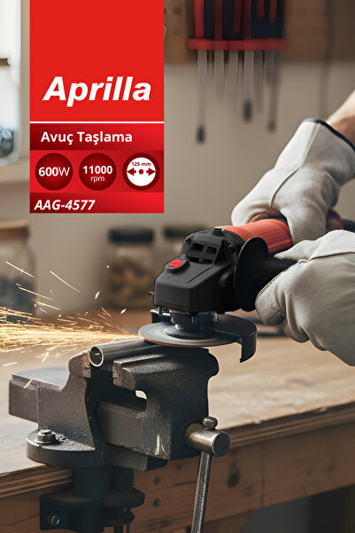 Aprilla AAG-4577 Profesyonel Avuç Taşlama Makinesi – 600W, 125mm Disk, 11000 ...