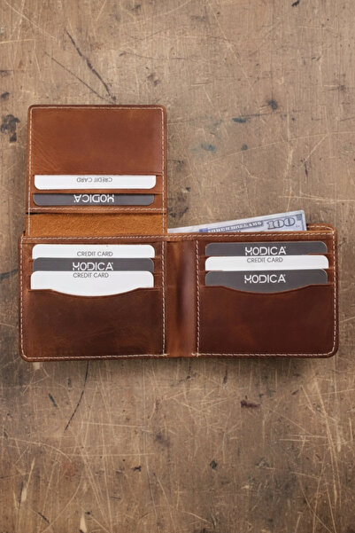 Modica Erkek Hakiki Deri Cüzdan Kartlık Kimlik Bölmeli Taba Klasik Hediye Kut...