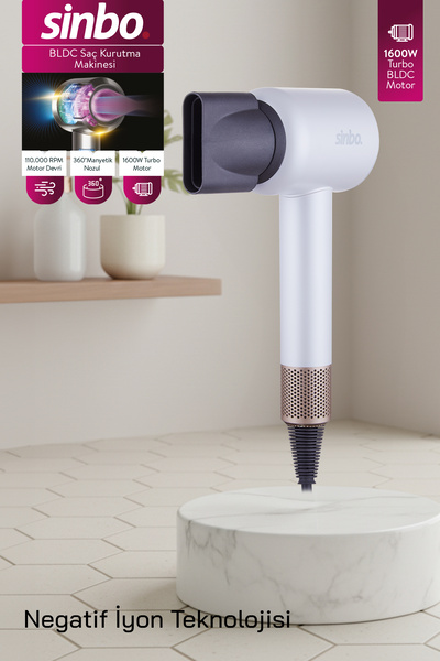 Sinbo Shd-1714 Bldc - Negative Ion Professional White Hair Dryer