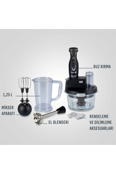 TEFAL Powelix Activflow Expert 1500 Watt Cam Hazneli Blender Seti - Siyah