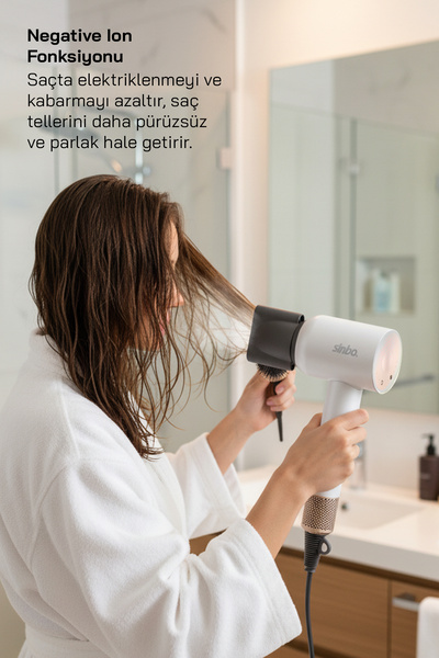 Sinbo Shd-1714 Bldc - Negative Ion Professional White Hair Dryer