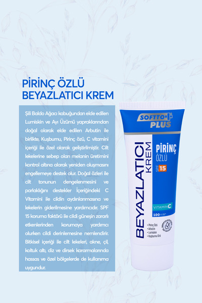 Softto Plus Pirinç Özlü Beyazlatıcı Krem Spf15 100 Ml Sftp082 …yüz-krem-14