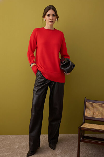 Trendyol Modest Red Piped Knitwear Sweater Tctaw26Ak00003