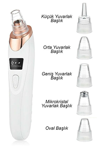 DEMPOWER Profesyonel Dijital Göstergeli Şarjlı Kademeli Vakumlu Siyah Nokta Yüz Temizleme Cihazı