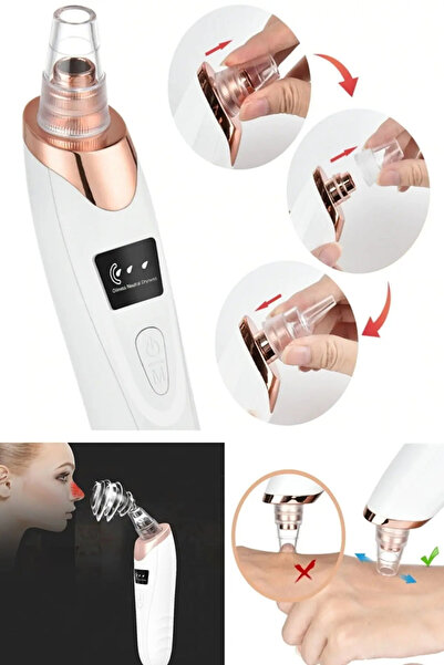 DEMPOWER Profesyonel Dijital Göstergeli Şarjlı Kademeli Vakumlu Siyah Nokta Yüz Temizleme Cihazı