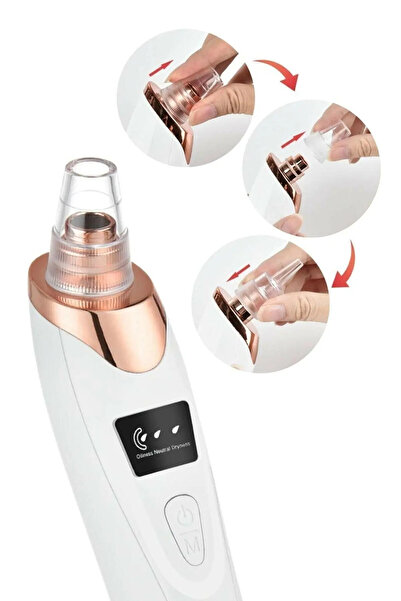 DEMPOWER Profesyonel Dijital Göstergeli Şarjlı Kademeli Vakumlu Siyah Nokta Yüz Temizleme Cihazı