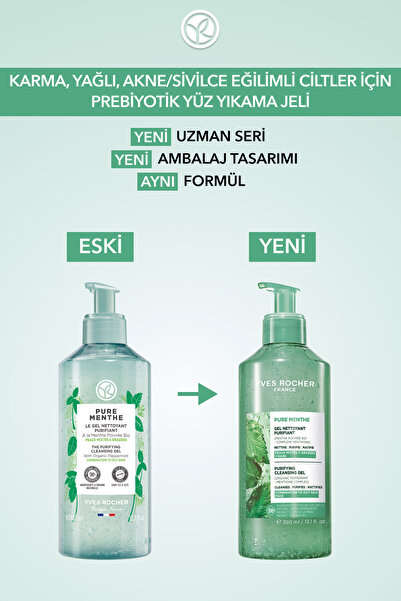 Yves Rocher Yüz Yıkama Jeli-Karma,Yağlı,Sivilce Eğilimli Cilt-Pure Menthe Arındırıcı Botanik Kompleks 390ml