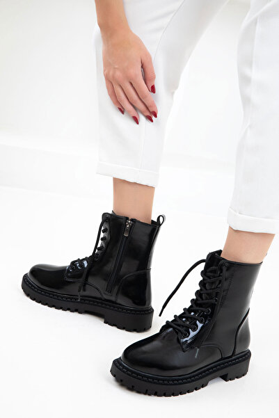 SOHO Siyah Mat Rugan Kadın Bot & Bootie 13786