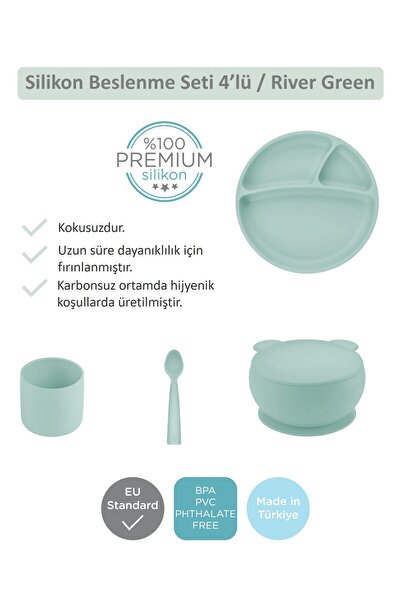 OiOi River Green Tabak Kase Bardak Kaşık Beslenme Seti